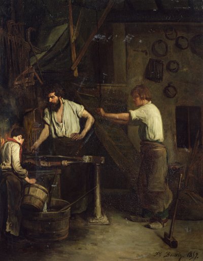 The Blacksmiths, Memory of Treport, 1857 by François Bonvin